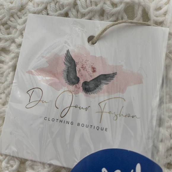 Du Jour Crop Top Boho Crochet Wrap Halter Lace Cream Size One Size - Picture 17 of 17